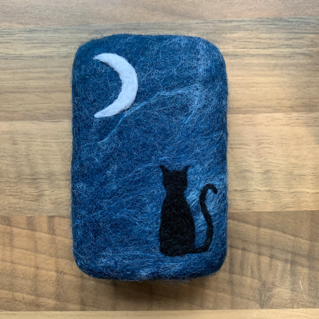 Moongazing Black Cat Felted Soap