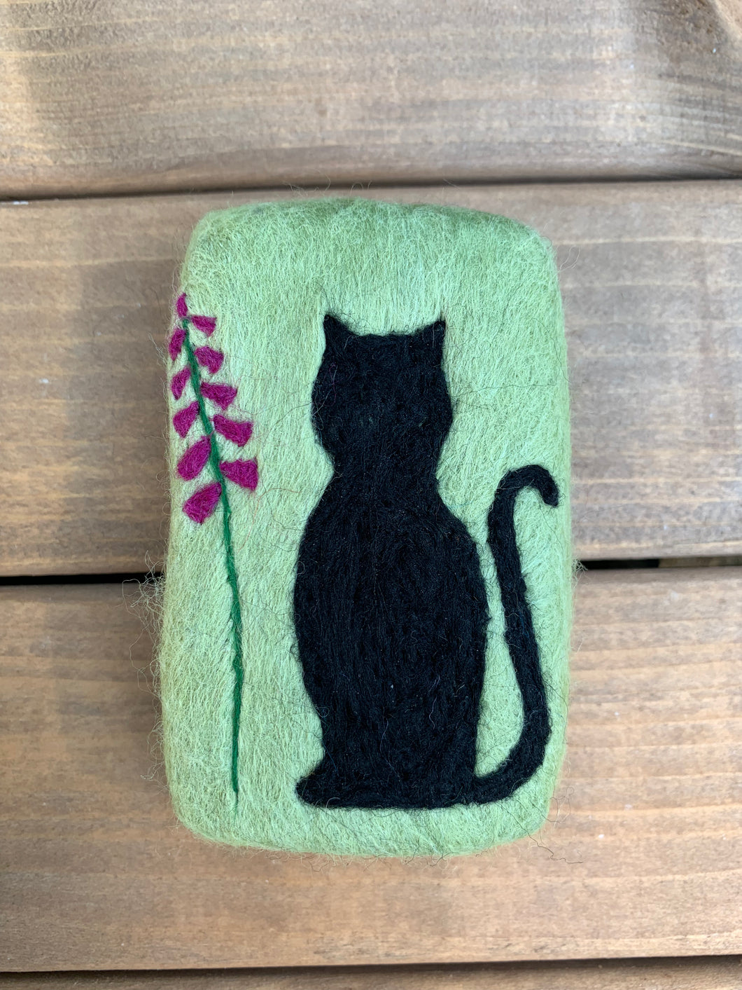 Black Cat & Flower Felted Soap