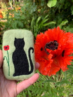 Black Cat & Flower Felted Soap