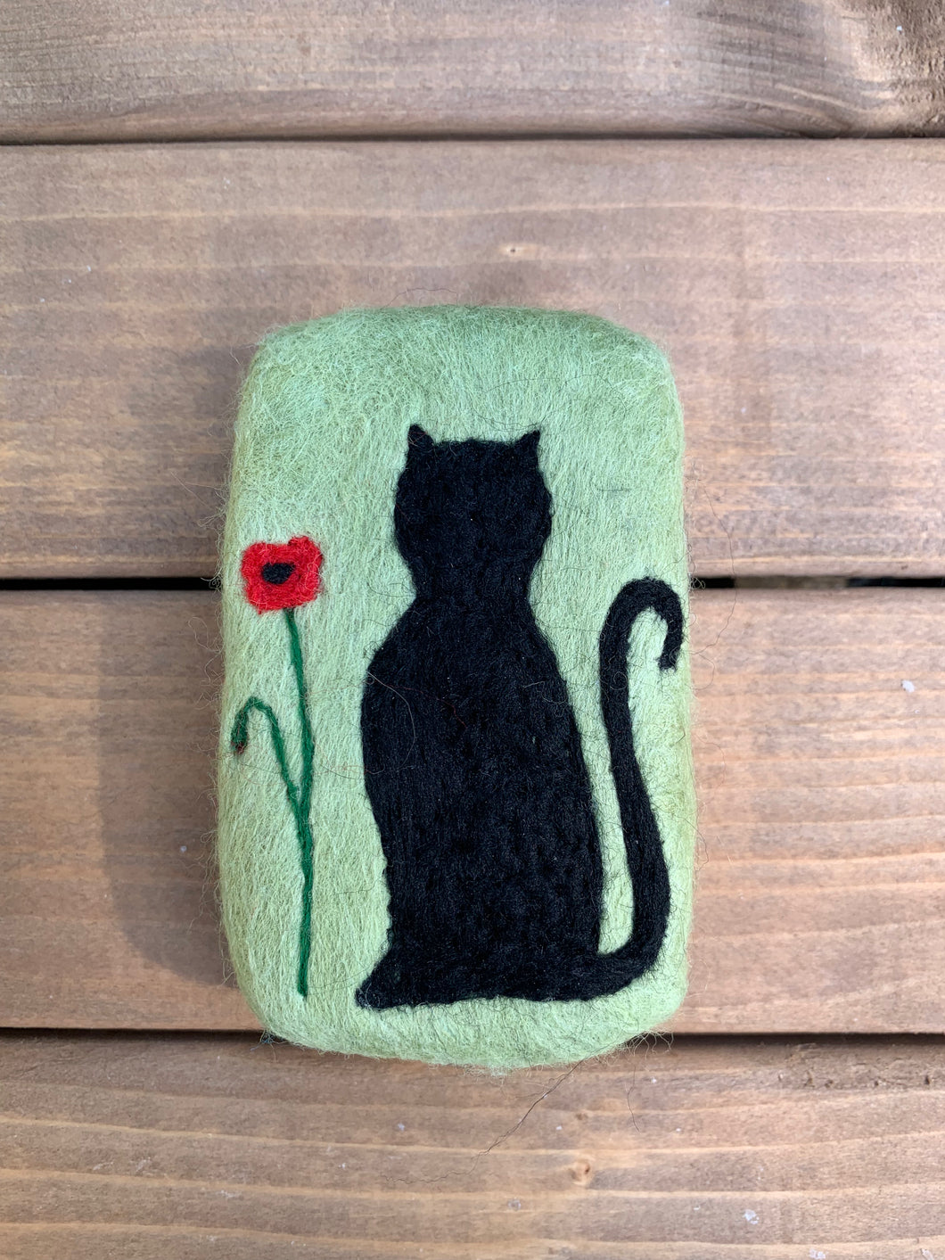 Black Cat & Flower Felted Soap