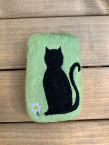 Black Cat & Flower Felted Soap